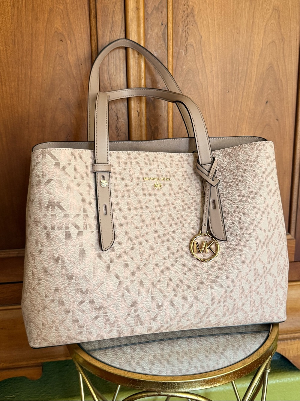 Michael Kors Light Beige/Tan MK Signature Tote